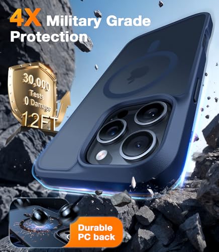 TORRAS Stronger Magnetic for iPhone 16 Pro Case, Translucent Matte Blue | Compatible with MagSafe, Military Grade Drop Protection, Shockproof Airbag, Camera Control, Color Button, Slim Anti-Scratch - color: Deep Blue