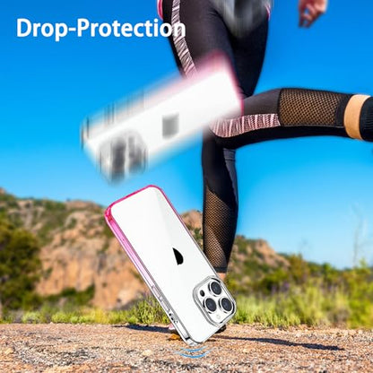 JJGoo Compatiable with iPhone 14 Pro Max Case Clear, Transparent Shockproof Phone Case, Slim Anti-Scratch Hard PC Back Protective Cover Bumper, Gradient Pink - color: Gradient Pink