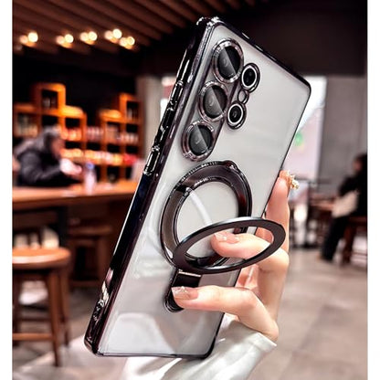 LXK Magnetic for Samsung Galaxy S26 Ultra Case with Stand, Compatible with MagSafe, with Camera Protector, Clear Luxury Military-Grade Drop Protection iPhone Case for Galaxy S26 Ultra 6.9" Black - color: Black
