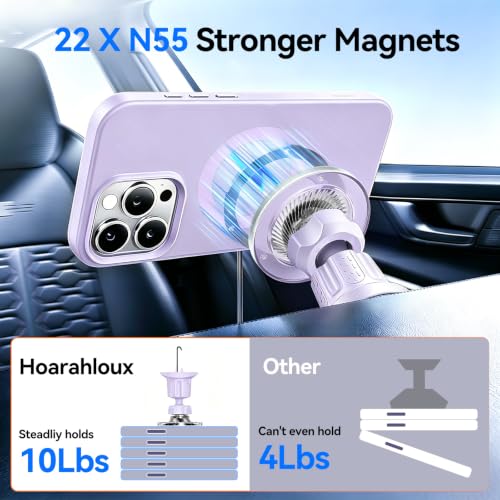 for MagSafe Car Mount,【22 N55 Super Magnets】 Magnetic Phone Holder for Car Air Vent, Cell Phone Mount Car Accessories Compatible with iPhone 17 16 15 14 13 12 Pro Max (Lavender) - color: Lavender
