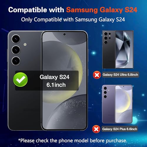 for Samsung Galaxy S24 Privacy Screen Protector, 2X Anti Spy Tempered Glass Film + 2X Camera Lens Protector, [Fingerprint Unlock] [28° Anti-Peep] [Installation tools] [Zero Bubble] Black/Dark Shield for Galaxy S24 - size: S24