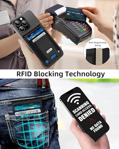 For Magsafe Wallet Stand, Fit 9 Cards, Strongest Magnetic Wallet | RFID Blocking, Leather Magnetic Phone Wallet for iPhone 17/16/15/14/13/12 Series, ID Window, 4 Card Slots, Black Carbon Fiber - color: Black Carbon Fiber