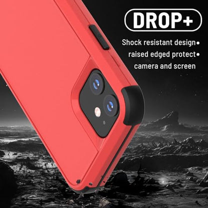 X-belmox Heavy Duty Case for iPhone 12/12 Pro Red/Black Drop Protection | 3-Layers Phone Case with [Tempered Glass Screen Protector] Shockproof Rugged Cover for iPhone 12/iPhone 12 Pro 6.1 Inch - color: Red/Black