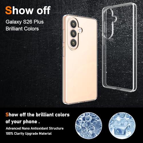 Silicone Clear for Samsung Galaxy S26 Plus Case,Thin with Comfort Grip | Soft Slim-Fit TPU Galaxy S26 Plus Phone Cover,Non-Slip,Shockproof Protection,Scrath-Resistant