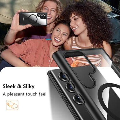 Hensinple for Samsung Galaxy S22 Ultra Case Magnetic, Galaxy S22 Ultra Phone Case [Compatible with Magsafe] Wireless Charging Translucent Back Cover Case 6.8 Inch,Black - color: Black-S22 Ultra, size: Galaxy S22 Ultra 6.8 inch