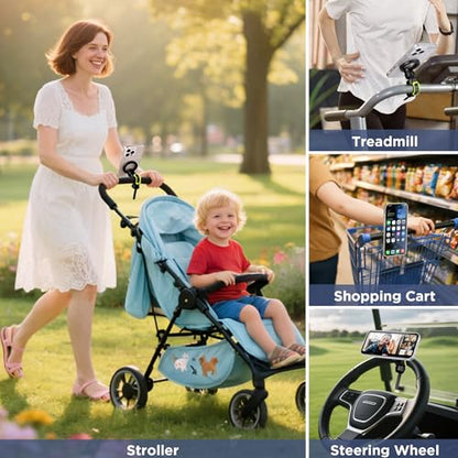 OUTXE Magnetic Phone Holder for Stroller, Adjustable Phone Mount with Magsafe for Shopping Cart, Gym Bike Handlebar, Universal Magsafe Stroller Stand Compatible with iPhone/Android