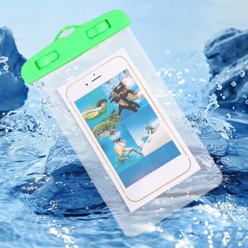 Waterproof Phone Pouch Touchscreen Transparent Phone Bag | Water Play Cellphone Bag for Beach Cruise Vacation Running Camping Swimming Cycling Kayak Diving Travel - color: Green