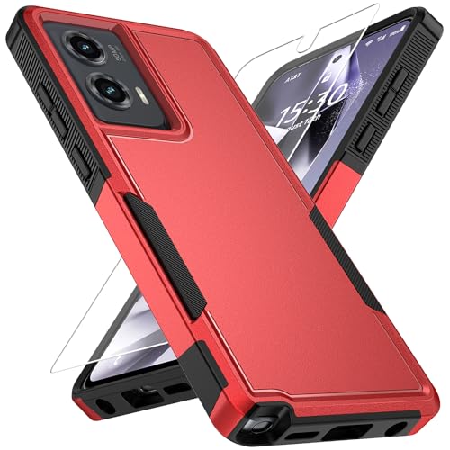 Vinve for Moto G Stylus 5G 2024 Case with HD Screen Protector, Military-Grade Shockproof & Dual-Layer Protection, Anti-Slip Grip Design Phone Case, Red - color: Red, size: Moto G Stylus 5G 2024