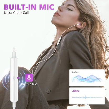USB C Earbuds for iPhone 18 Pro Max Duo 17 Air 16 15 Plus/iPad, Purple - color: Purple
