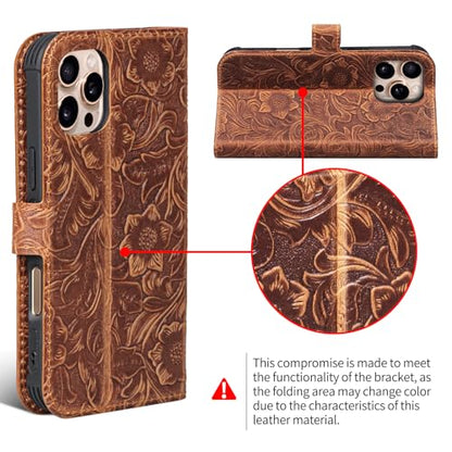 Leather Case Compatible with iPhone 16 Pro Wallet 6.3" Dark Brown | Genuine Leather 2-in-1 Magnetic Detachable Shockproof Kickstand,Flip Folio Cover with Card Slot,RFID Blocking Dark Brown - color: Dark brown, size: 16 Pro