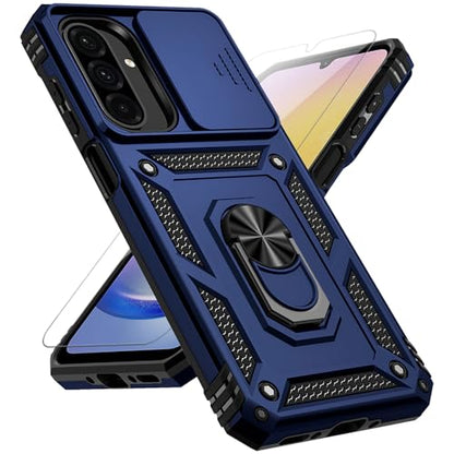 for Samsung Galaxy A17 / Galaxy A26 5G Case, with Slide Camera Cover HD Screen Protector [Military Grade Drop Tested] Ring Holder Kickstand Protective Phone Case for Samsung Galaxy A17, Navy Blue - color: Navy Blue w/ Slide Camera 2nd gen. Military Grade