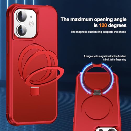 SKYLMW Compatible with iPhone 12/12 Pro Case with Stand,Red | iPhone 12 Case iPhone 12 Pro Case 6.1",Magnetic Ring Stand,Compatible with MagSafe,Military Protection,Great Grip Feeling - color: Red, size: Iphone 12 & Iphone 12 Pro