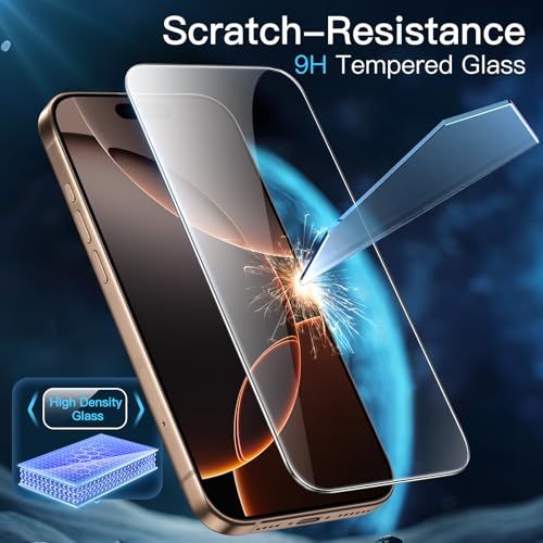 JETech Screen Protector for iPhone 16 Pro Max, 3-Pack | 9H Tempered Glass, HD Clear, Anti-Scratch Protection, Easy Installation Tool - size: iPhone 16 Pro Max