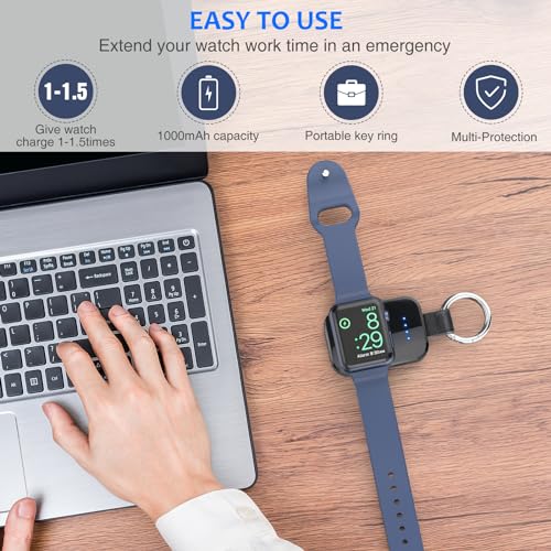 Portable Wireless Charger for Apple Watch,Travel Magnetic iWatch Power Bank - color: Black