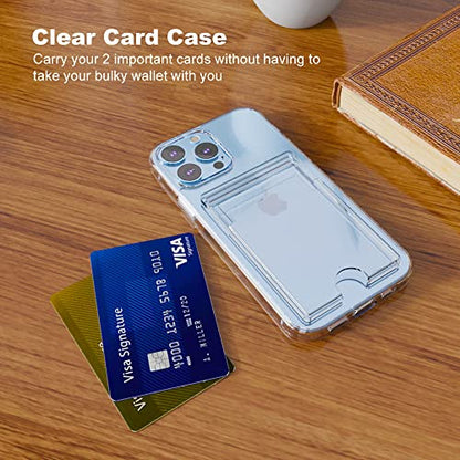 【Upgrade】 for iPhone 13 Pro Clear Wallet Case, Anti-Yellowing Slim Fit Thin TPU Bumper + PC Back Case with 2 Cards Holder - color: Clear, size: iPhone 13 Pro