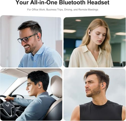 Bluetooth headset,Bluetooth earpiece 500mAh Charging Case 72H of talk time, Bluetooth Headset with Noise Canceling Mic Voice Control Lightweight Sweat-Resistant Design For iphone Work Driver Office - color: Red