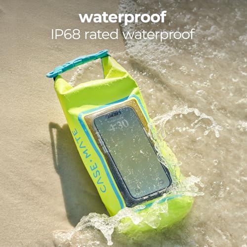 Case-Mate Mini IP68 Waterproof Bucket Bag (2L) - Citrus Splash | Roll Top Dry Bag with Touchscreen Waterproof Pouch - For Phones Up to 7" - Swimming, Kayaking, Boating, Travel Essentials - color: Citrus Splash