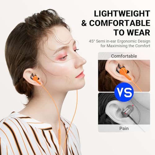 USB C Headphones Wired for iPhone 17 18 Pro Max Duo Air 16 15 Plus, Orange - color: Orange