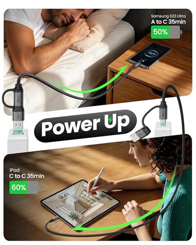 Silkland 2 in 1 USB A to USB C Data Cable, Short 1FT USB C to USB C Cable - size: 1 Feet