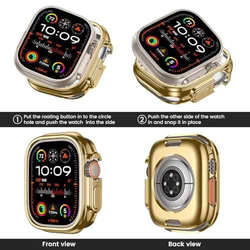 [2 Pack] Bumper Case for Apple Watch Ultra 3/Ultra 2/Ultra 49mm, Gold - color: Gold+Gold, size: 49 mm Ultra