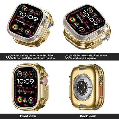 [2 Pack] Bumper Case for Apple Watch Ultra 3/Ultra 2/Ultra 49mm, Gold - color: Gold+Gold, size: 49 mm Ultra