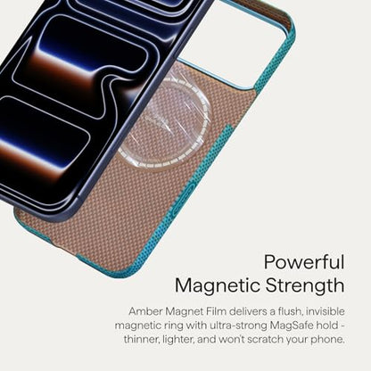pitaka for iPhone 17 Pro Case 6.3" with Camera Control Button, Compatible with MagSafe, Ultra-Slim Case with Caseless Touch Feeling, 1500D Aramid Fiber Woven, Glints of Gold - color: Lucid Blue