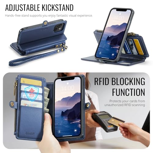 for iPhone 14 Plus - Phone Case Wallet Magnetic Detach, Navy Blue - color: Navy Blue, size: iPhone 14 Plus
