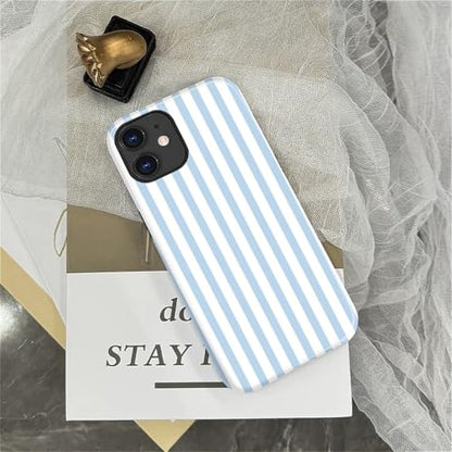 Compatible with iPhone 11 Case,Glossy 2-in-1 Sleek All-Inclusive Dual-Layer Material Soft TPU + PC Back for Blue Stripes Geometric Pastel Summer Beach - color: Blue Stripes Geometric Pastel Summer Beach-Glossy, size: iPhone 11