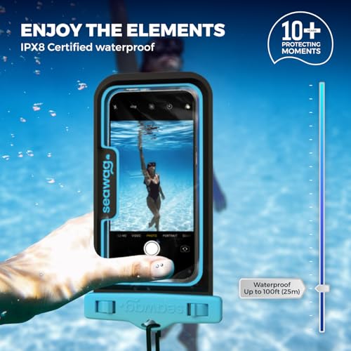 SEAWAG Next Waterproof Phone Pouch, IPX8 Dry Bag for iPhone 16 15 14 13 Pro Max & Samsung Galaxy S25 S24 — Underwater Case, Full Touchscreen, Lanyard, Beach Pool Snorkeling, 1 Pack Blueblack - color: 1Pack BlueBlack