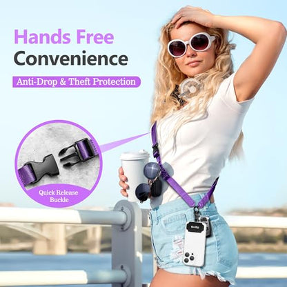 Azrra Phone Lanyard Crossbody, Phone Strap Crossbody with 2 Tether Tabs - color: Dark Purple