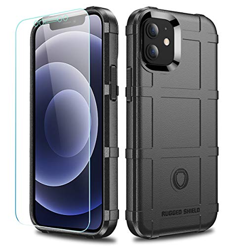 Rugged Shield TPU Thick Solid Armor Tactical Protective Case Compatible with iPhone 12 Mini (5.4 inches) - Dark Black - color: Dark Black, size: iPhone 12 mini