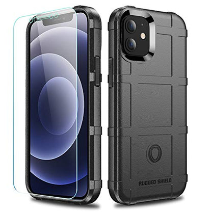 Rugged Shield TPU Thick Solid Armor Tactical Protective Case Compatible with iPhone 12 Mini (5.4 inches) - Dark Black - color: Dark Black, size: iPhone 12 mini
