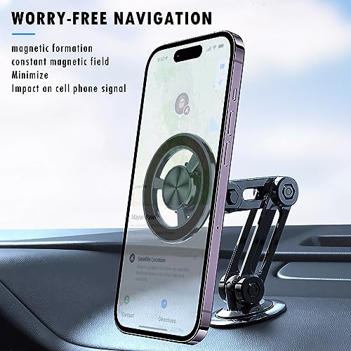Universal 360° Pro Magnetic Car Phone Holder (2025) – Super Strong Suction & Adjustable Phone Mount for All Mobile Phones, Hands-Free Viewing with Metal Ring, No Signal Interference - color: Black