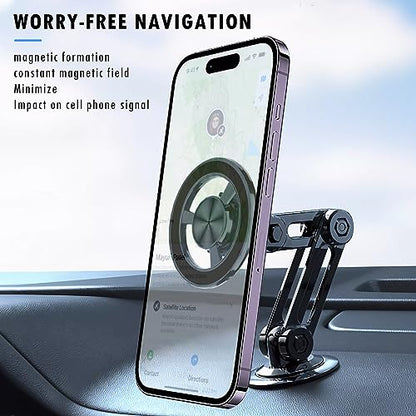 Universal 360° Pro Magnetic Car Phone Holder (2025) – Super Strong Suction & Adjustable Phone Mount for All Mobile Phones, Hands-Free Viewing with Metal Ring, No Signal Interference - color: Black
