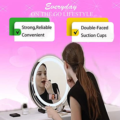 Double Sided Silicone Suction Phone Holder Mount, Silicon Accessory for iPhone and Android, Hands-Free Mirror Shower Phone Holder, TikTok Videos and Selfies (Off-White+Red) - color: Off-White+Red