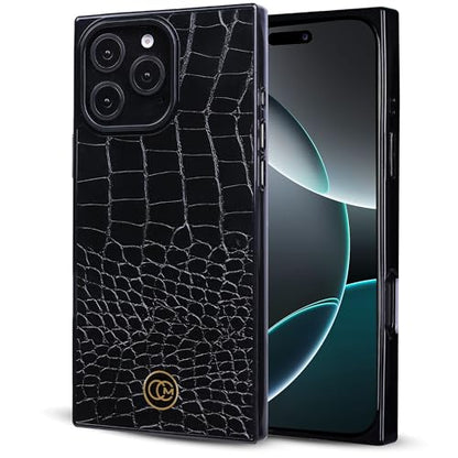 COCOMII Rectangle for iPhone 16 Pro Case, Black Crocodile Leather | Compatible with MagSafe Wireless Charging, Shockproof 10ft Drop Protection, Camera & Screen Protection, Premium Glossy Finish - color: Black Crocodile Leather, size: iPhone 16 Pro (6.3")