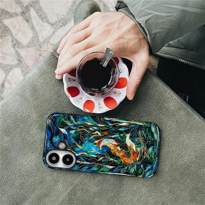 Case Compatible with iPhone 16 Plus, Cute Dual Layer Hybrid Phone Cover, Military Grade Drop Protection, Aesthetic Shockproof Phone Case for Women Girls, Woodland Fox Stained Glass - color: Woodland Fox Stained Glass, size: Iphone 16 Plus