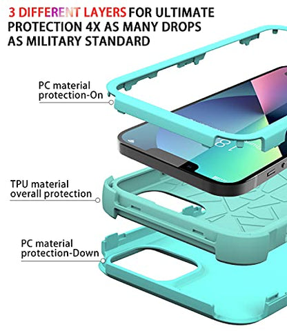 Diverbox for iPhone 13 Case [Shockproof] [Dropproof] [Dust-Proof],Heavy Duty Protection Phone Case Cover for Apple iPhone 13 (Teal) - color: 13-Teal