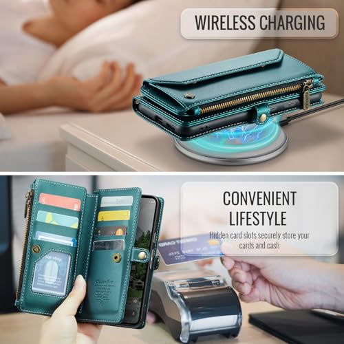 for Google Pixel 10a 6.3" Case, Women Men Multi-Function Wallet Case with Stand RFID Blocking Includes Shoulder Strap Wrist Strap Google Pixel 10a (Green) - color: Green