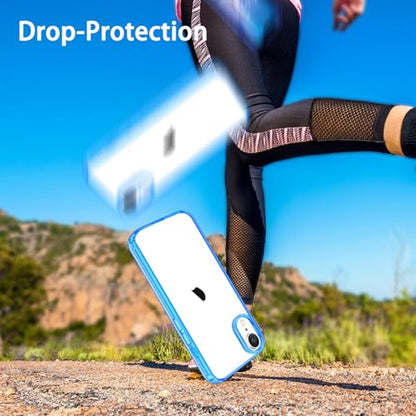 JJGoo Compatiable with iPhone XR Case Clear, Transparent Shockproof Phone Case, Slim Anti-Scratch Hard PC Back Protective Cover Bumper, Transparent Blue - color: Transparent Blue