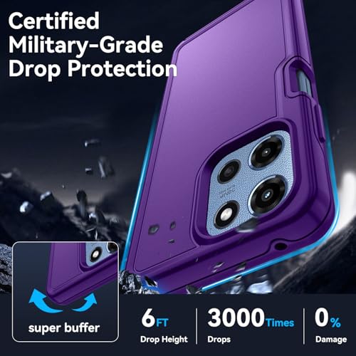 for Motorola Moto G 5G 2025/2026 Case with HD Screen Protector, Moto G Play 2026 Heavy Duty Shockproof Military Grade Full Body Protection Phone Cover (Purple) - color: Purple