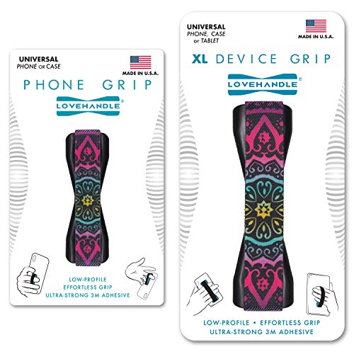 LOVEHANDLE Duo Phone + Tablet Grip - Boho, Black Base