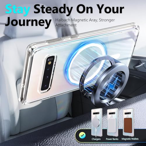YZB Magnetic for Samsung Galaxy S10 Case, Clear | Compatible with MagSafe | Slim Fit Lightweight Shockproof, Military-Grade Protection, Yellowing Resistant Scratch-Resistant Back - color: Crystal Clear, size: Galaxy S10