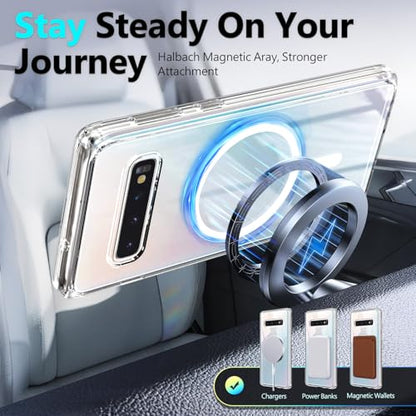 YZB Magnetic for Samsung Galaxy S10 Case, Clear | Compatible with MagSafe | Slim Fit Lightweight Shockproof, Military-Grade Protection, Yellowing Resistant Scratch-Resistant Back - color: Crystal Clear, size: Galaxy S10