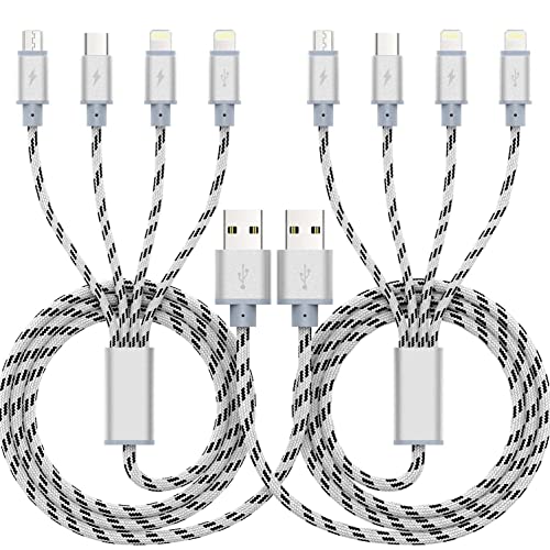 USB A/C Multi Charger Cable, 4 in 1 Charging Cords for Multiple Devices 10ft
