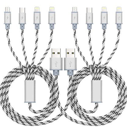 USB A/C Multi Charger Cable, 4 in 1 Charging Cords for Multiple Devices 10ft