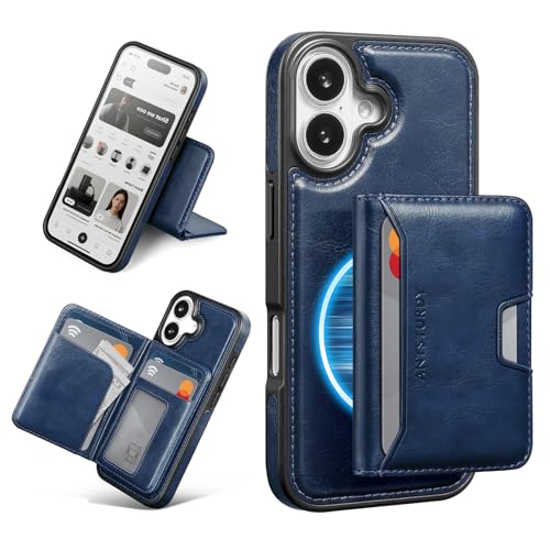 Antsturdy Compatible with MagSafe iPhone 17 Wallet Case,Blue | 2 in 1 Detachable Magnetic,Credit Card Holder Slots,RFID Blocking,PU Leather,Kickstand,Flip Folio Phone Cover for Men & Women - color: Blue, size: iPhone 17 - 6.3"