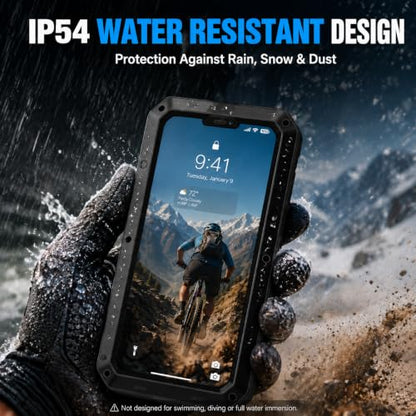 for iPhone 13 Case, 360 Full Body Protective Cover Heavy Duty Shockproof Tough Armour Aluminum Metal Case with Silicone Built-in Screen Protector for Apple iPhone 13 6.1 Inch - Black - color: Black
