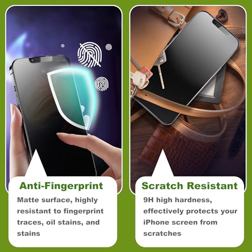 2 Pack Matte Privacy Screen Protector for iPhone 13/13 Pro/14/16e 6.1",Anti-Glare Anti-Spy Scratch Resistant Tempered Glass Film,Smooth Responsive Touch Anti-Scratch Glass，Easy to Install - size: for iPhone 13 Pro / 13 / 14 / 16e