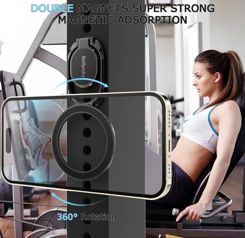 Doflyesky Magnetic Phone Ring Holder with Magsafe, Double Adjustable Gym Finger Ring Grip, Removable Phone Grip, for iPhone, iPad and Smartphones, Compatible with Magnetic Car Mount (Colorful) - color: colorful